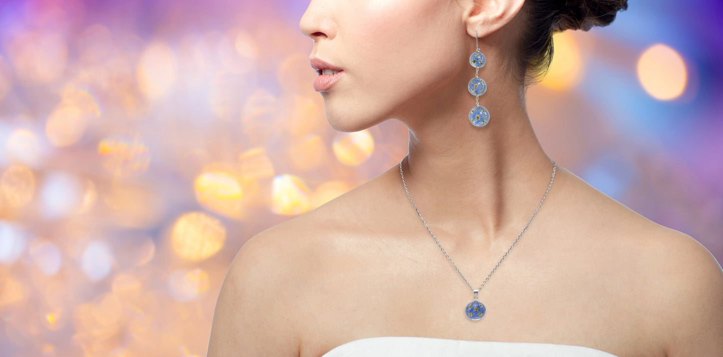 FLO's Forget Me Not Real Dried Flower Necklace Set