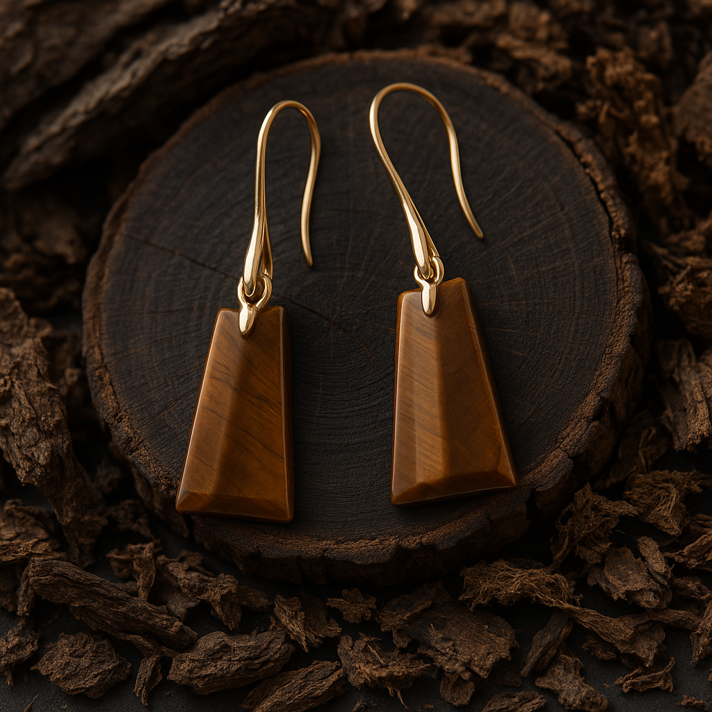 FLO's Tiger Eye Tapered Rectangle Stone Earrings
