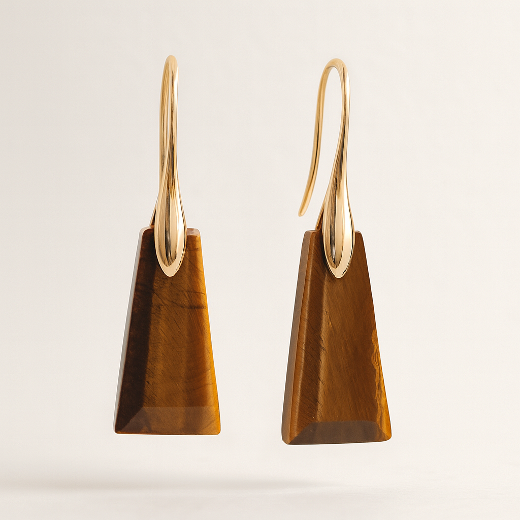 FLO's Tiger Eye Tapered Rectangle Stone Earrings