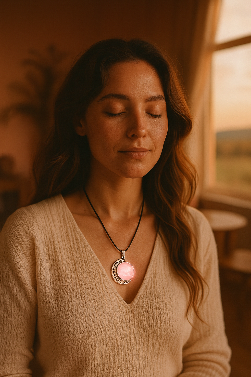 FLO's Rose Quartz Crescent Pendant