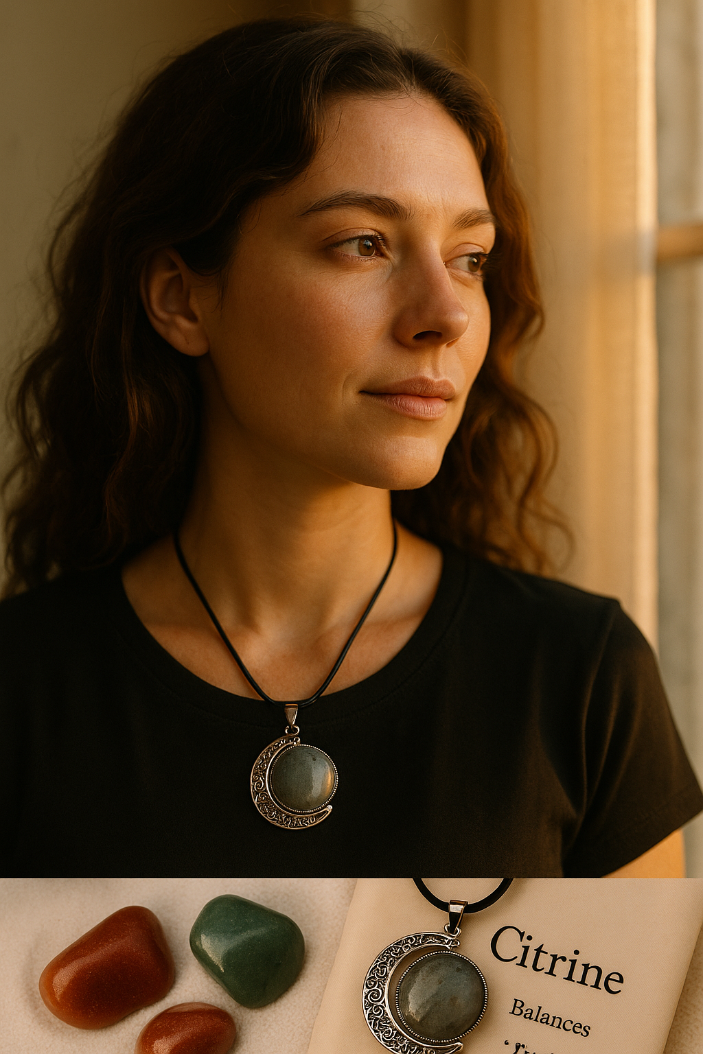 FLO's Enchanted Crescent Labradorite Pendant