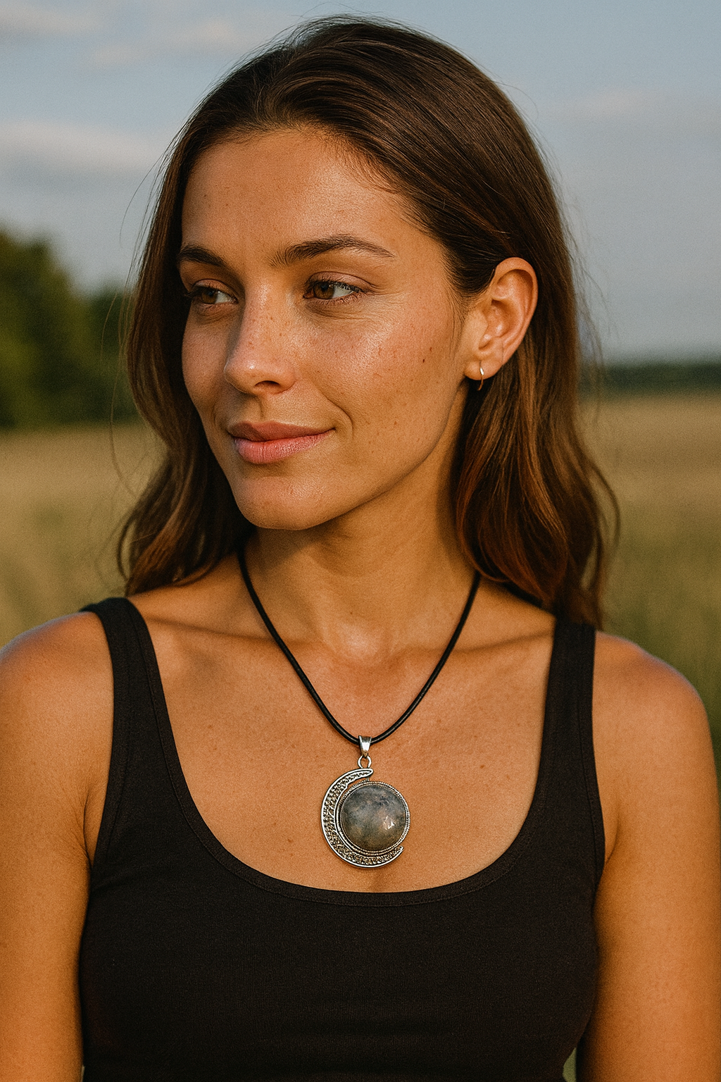 FLO's Enchanted Crescent Labradorite Pendant