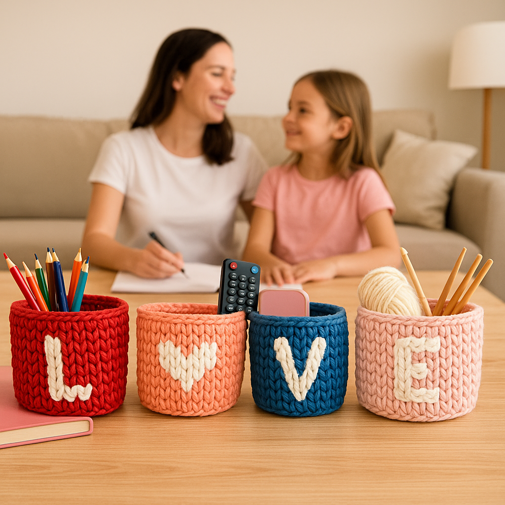 LOVE Crochet Basket Set