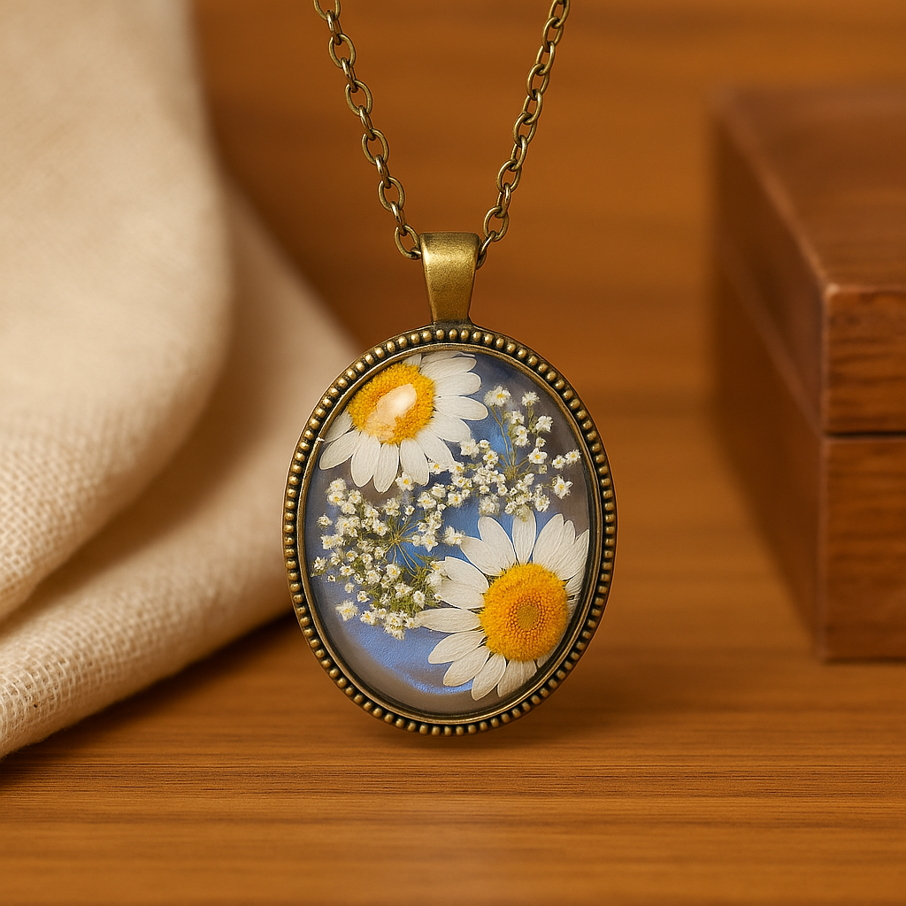 FLO's Ivory Cosmos Real Dried Flower Necklace