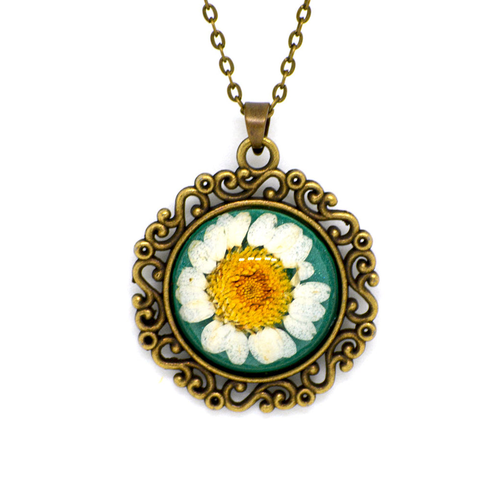 FLO's Frosted Daisy Real Dried Flower Necklace