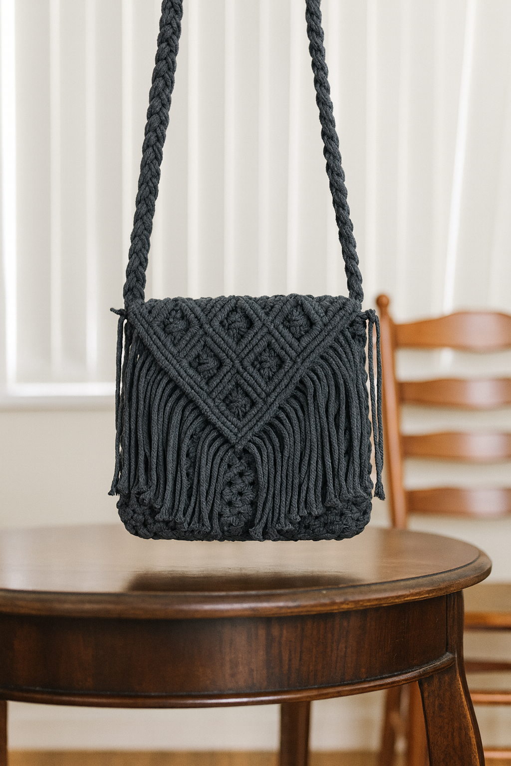 FLO's Boho Fringe Crochet Shoulder Bag