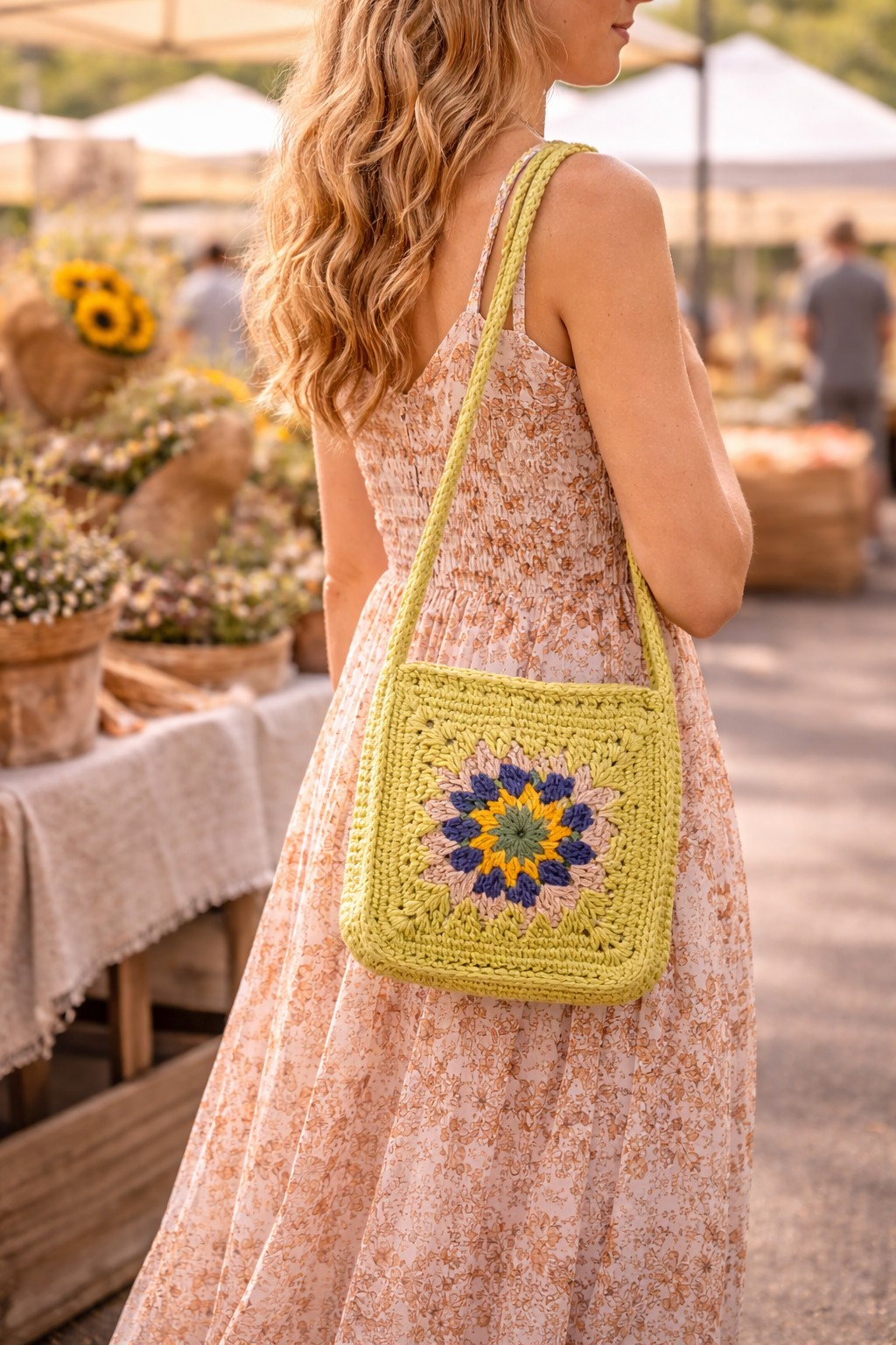 Cotton Sunflower Sling Bag