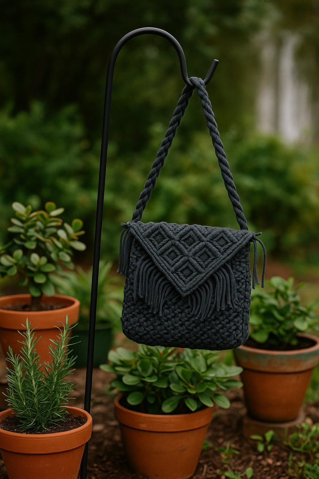 FLO's Boho Fringe Crochet Shoulder Bag