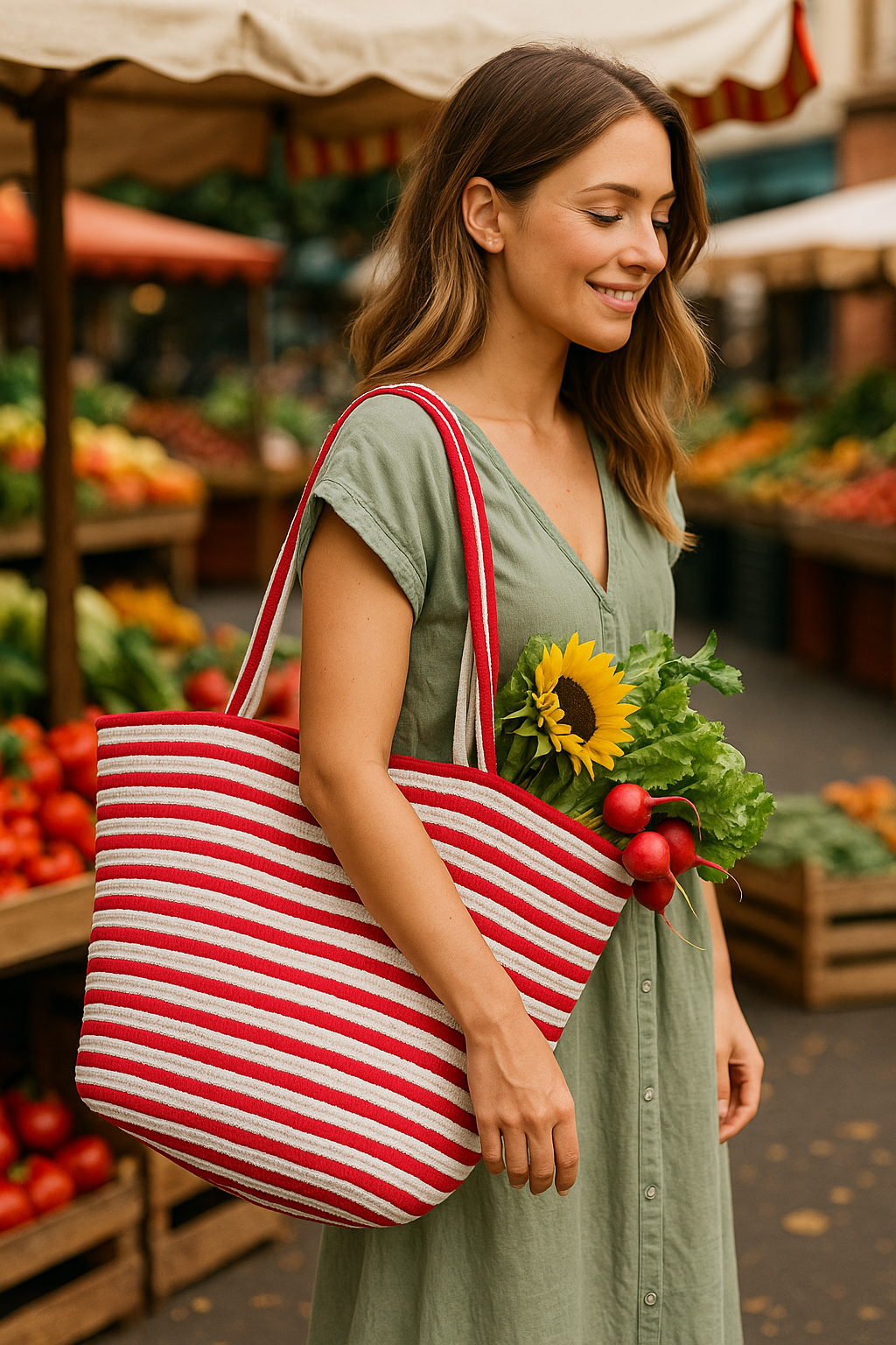 FLO's Marina Stripe Crochet Tote