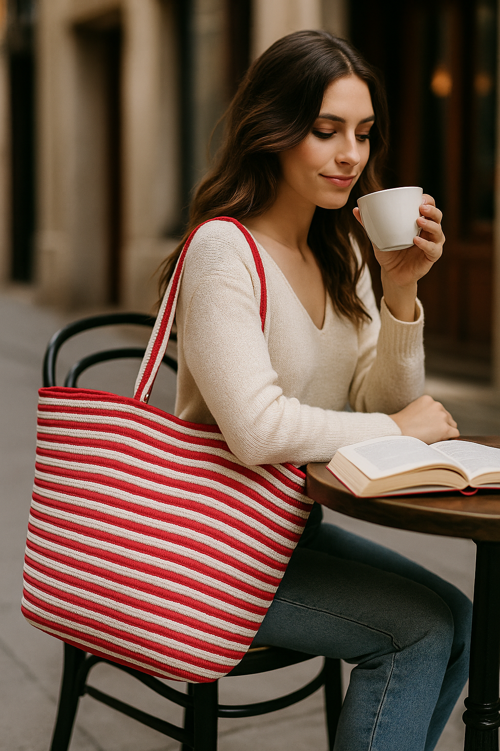 FLO's Marina Stripe Crochet Tote