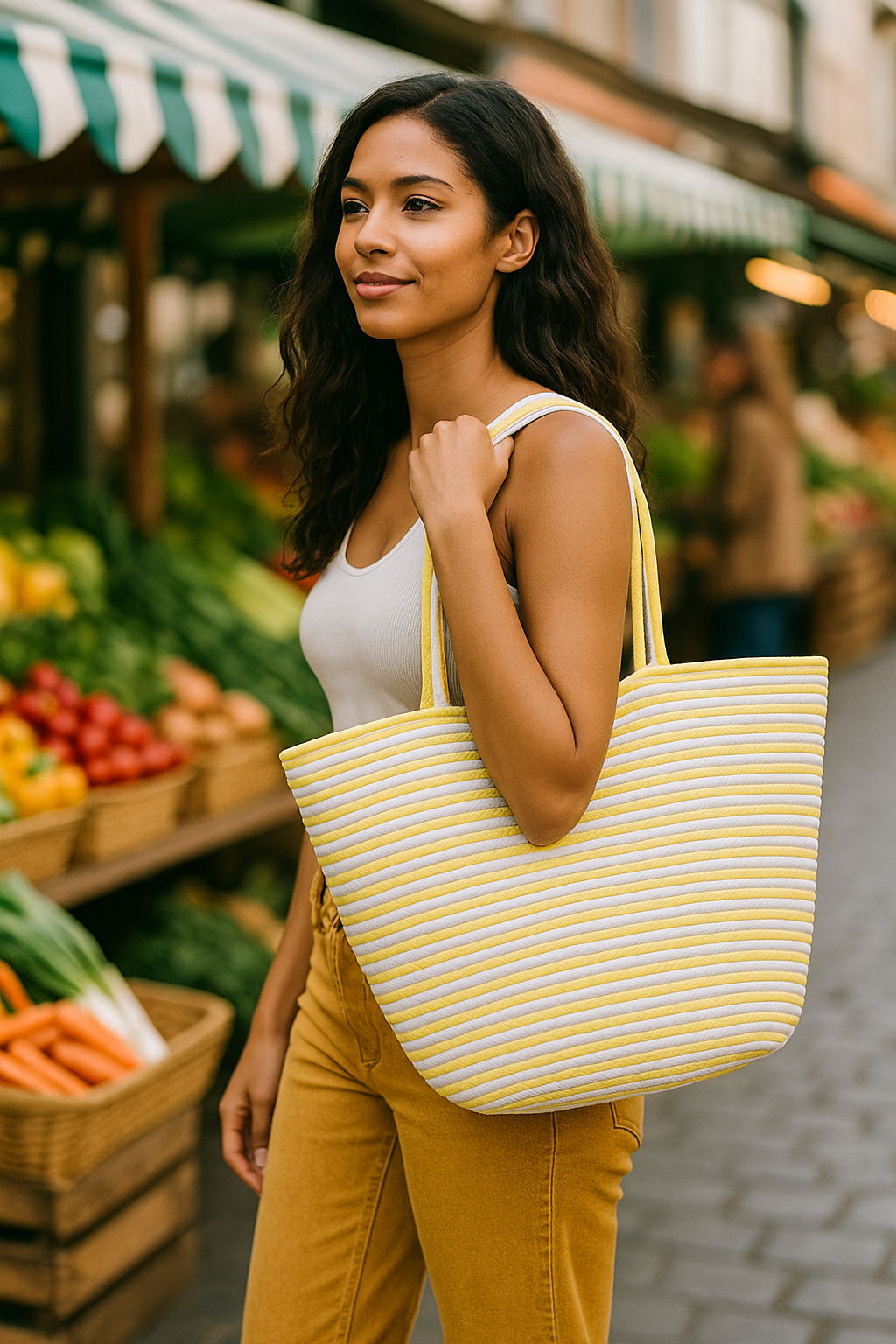 FLO's Marina Stripe Crochet Tote