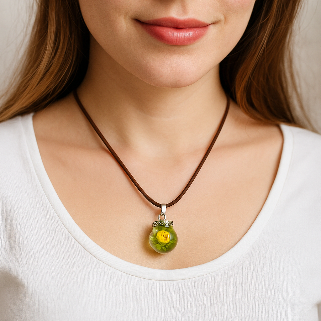 FLO's Vivid Pansy Real Dried Flower Necklace