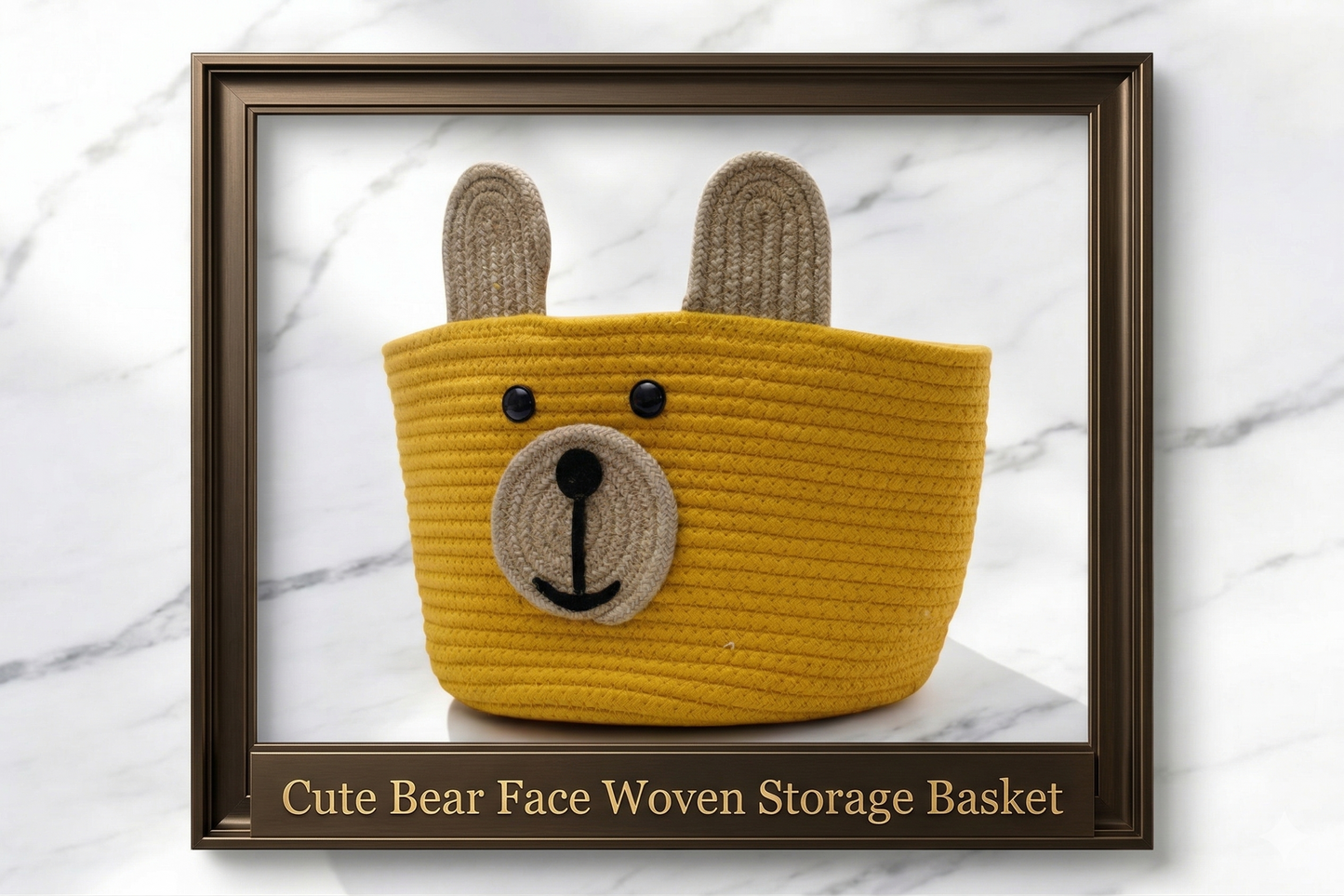 Cute Bear Face Woven Storage Basket