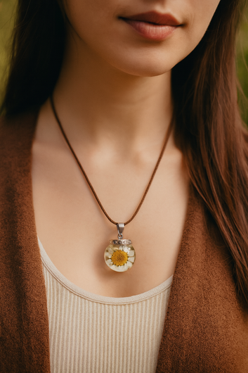 FLO's Hushed Whites Real Dried Flower Necklace