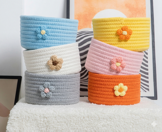 Floral Accent Crochet Baskets