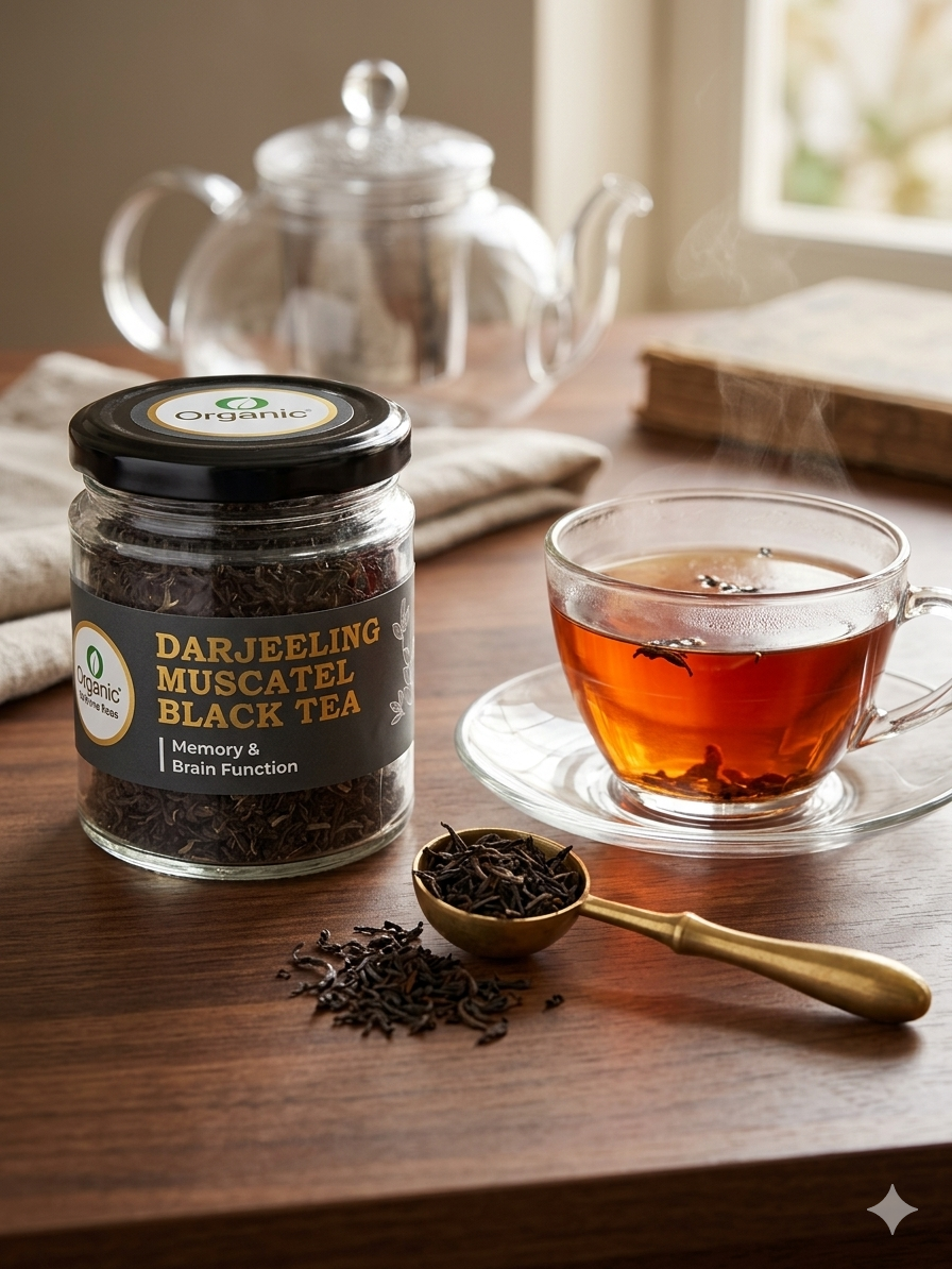 Darjeeling Muscatel Black Tea loose leaf, smooth full-bodied black tea from Darjeeling tea gardens