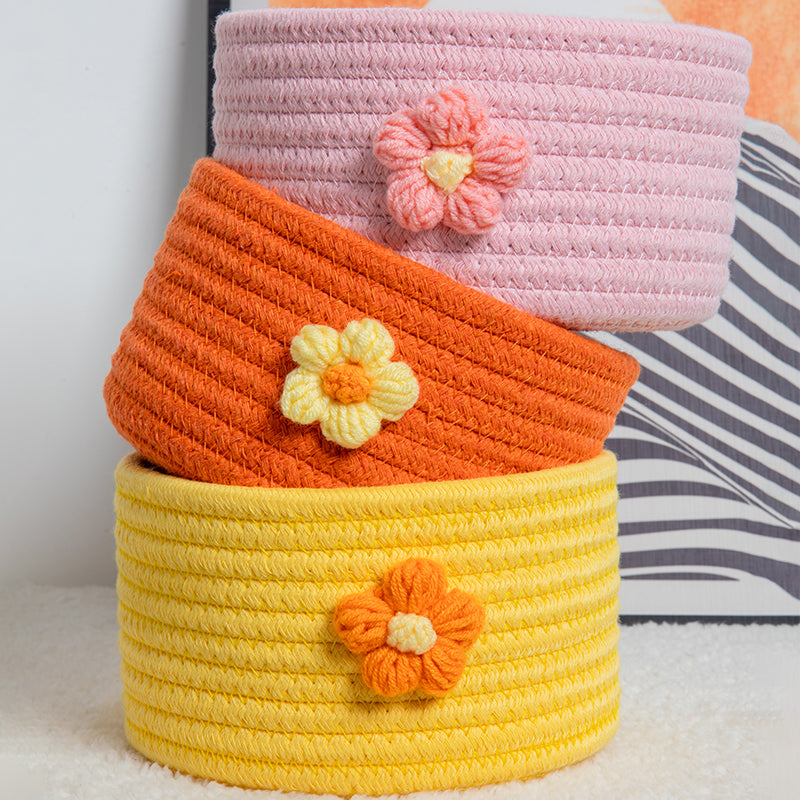 Floral Accent Crochet Baskets