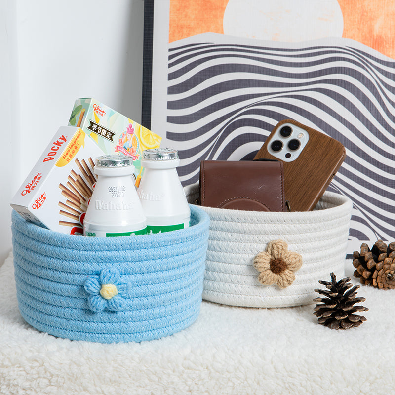 Floral Accent Crochet Baskets