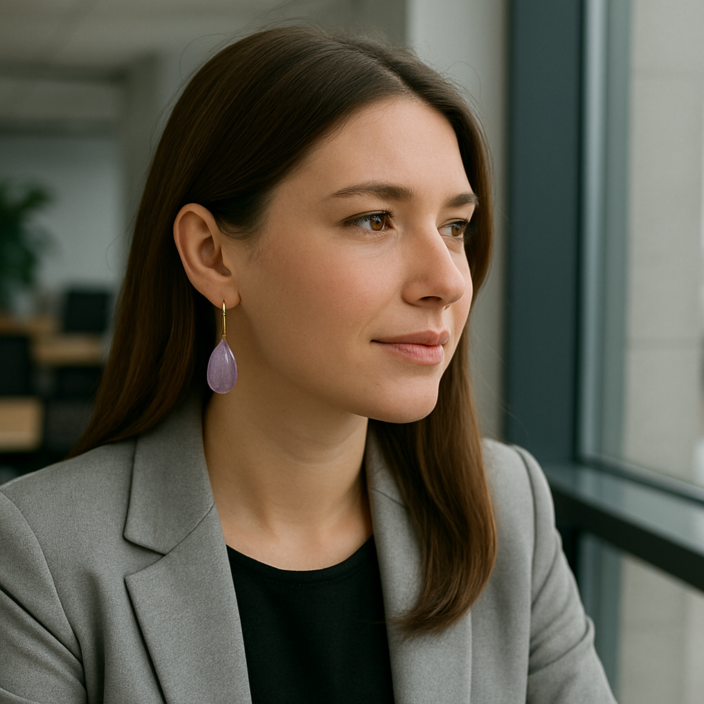FLO's Amethyst Teardrop Stone Earrings