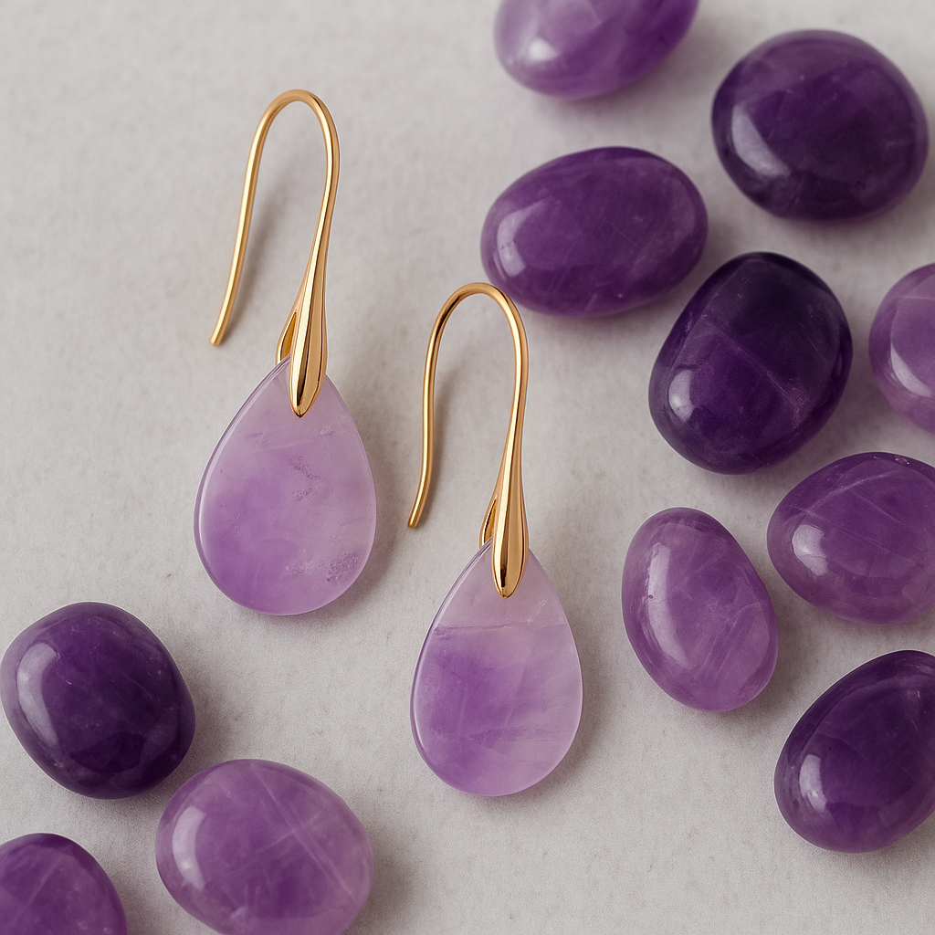 FLO's Amethyst Teardrop Stone Earrings