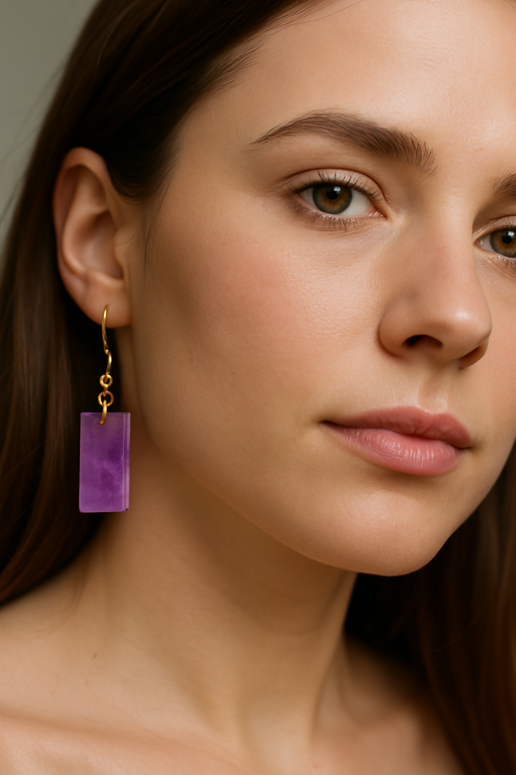 FLO's Amethyst Rectangle Stone Earrings
