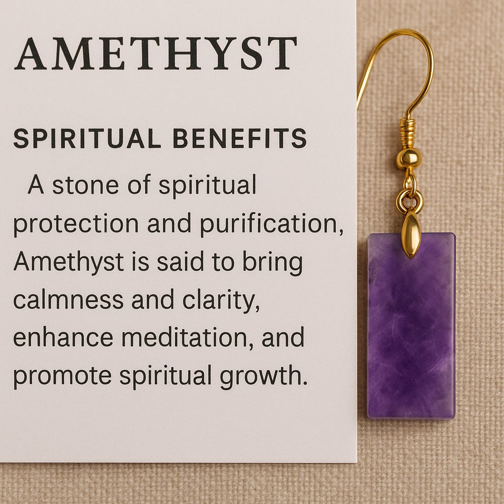 FLO's Amethyst Rectangle Stone Earrings
