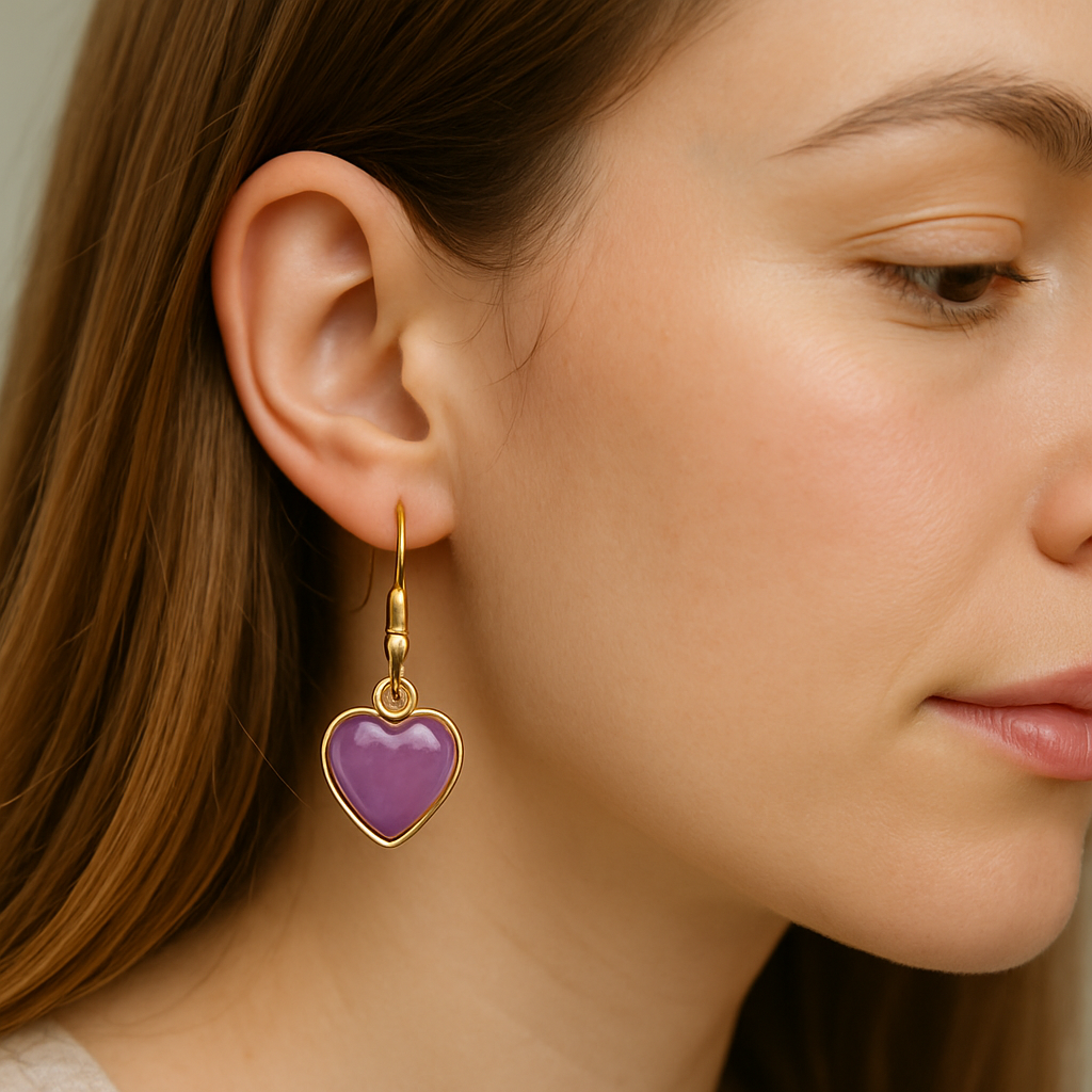 FLO's Amethyst Heart Stone Earrings
