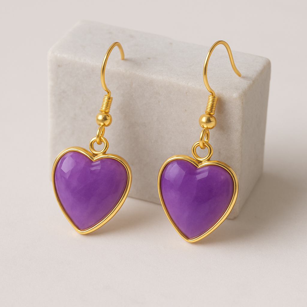 FLO's Amethyst Heart Stone Earrings
