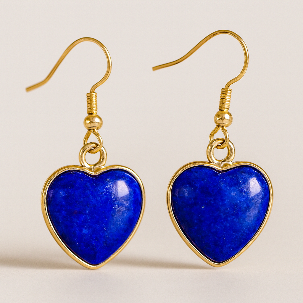 FLO's Lapis Lazuli Heart Stone Earrings