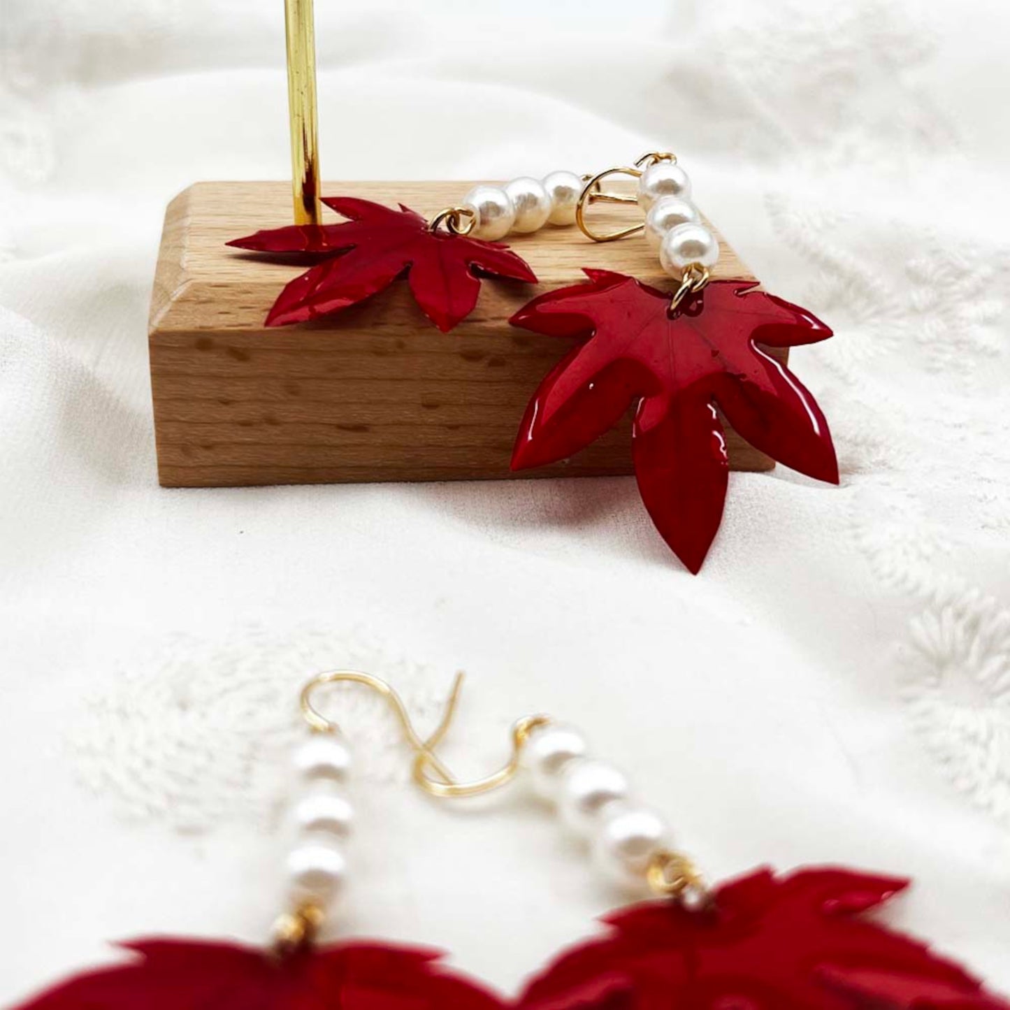 FLO's Crimson Maple Charm Earrings