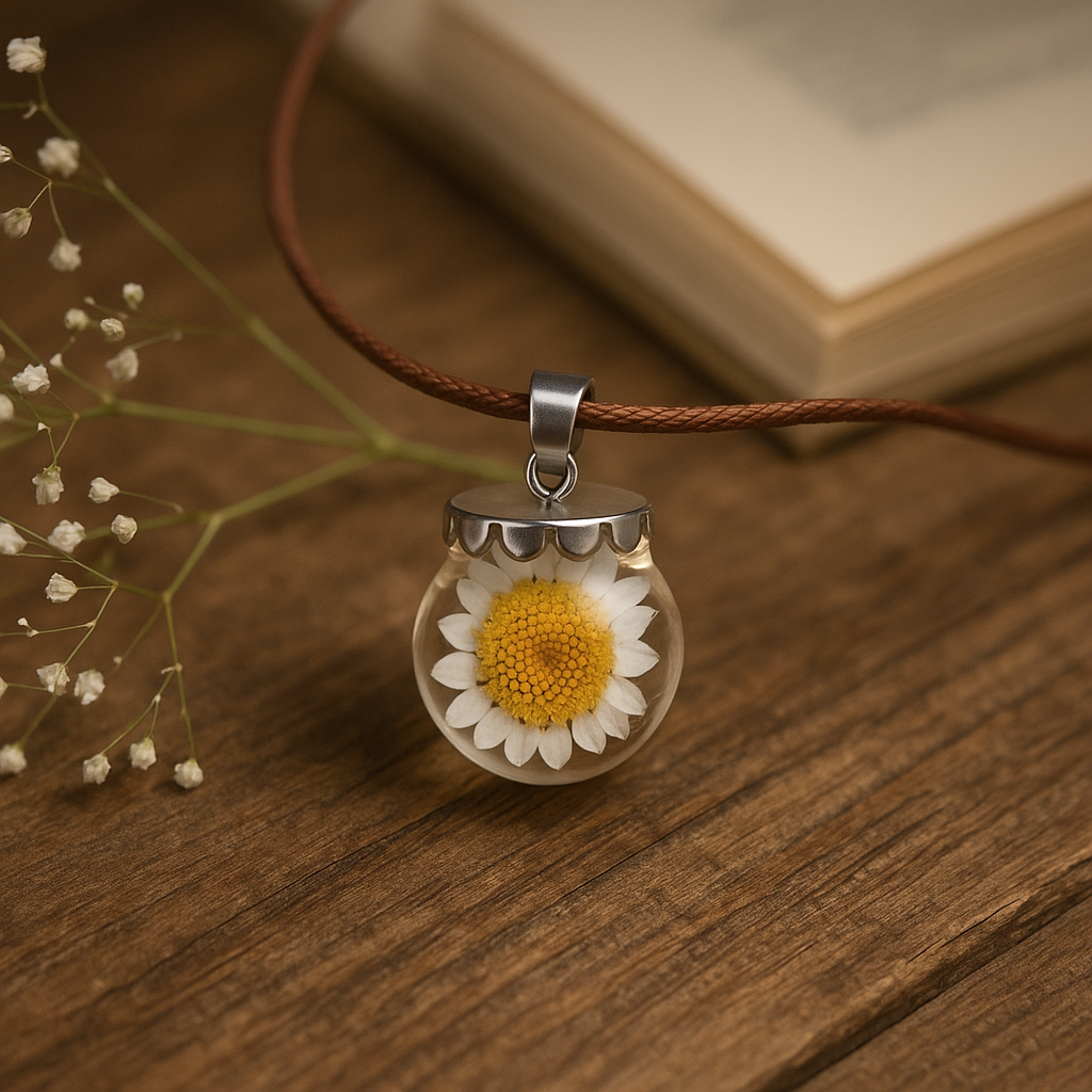 FLO's Hushed Whites Real Dried Flower Necklace