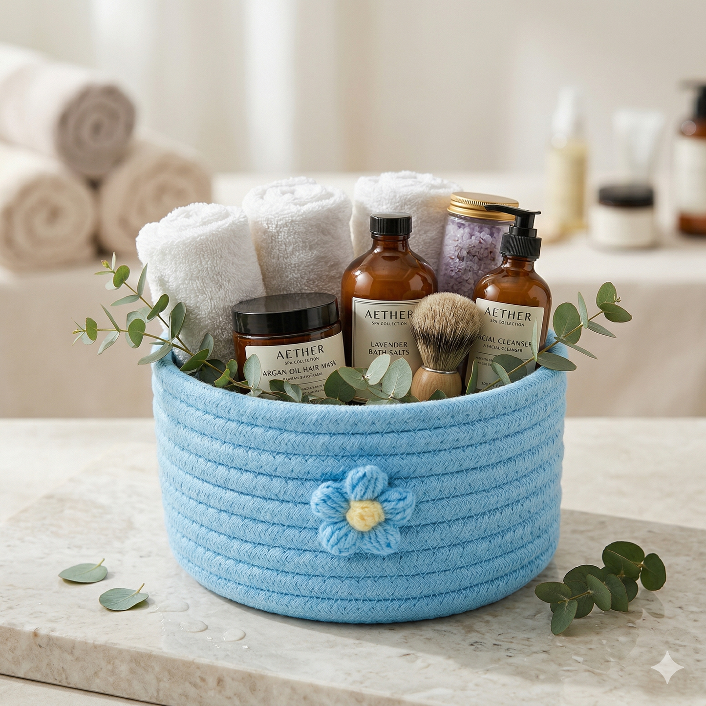 Floral Accent Crochet Baskets