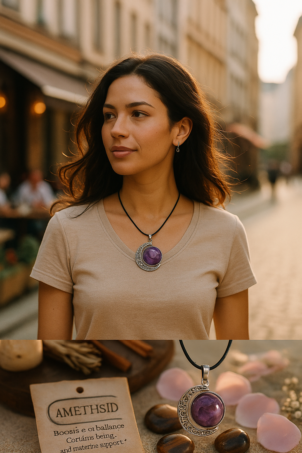 FLO's Dream Amethyst Crescent Pendant