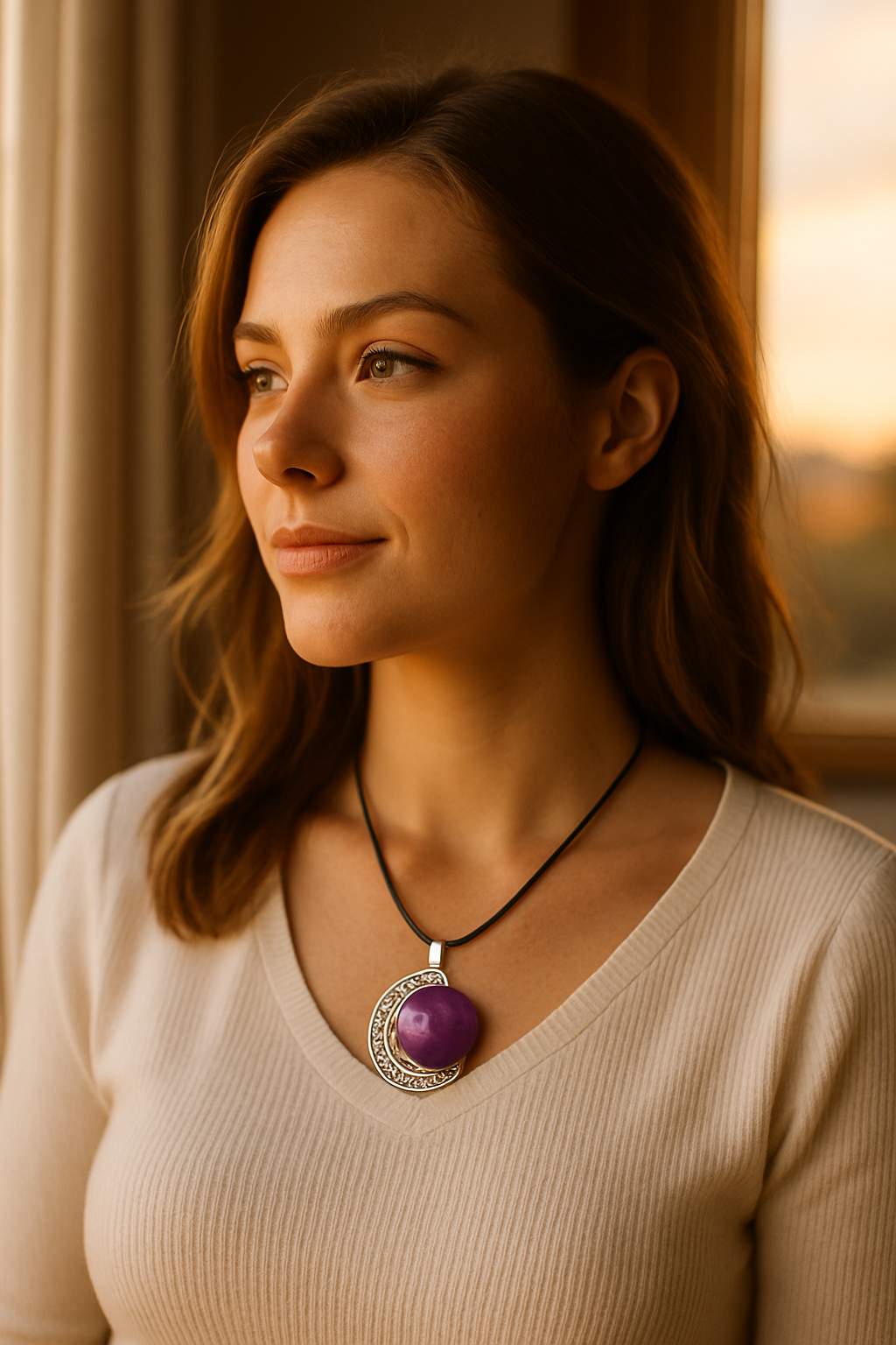 FLO's Dream Amethyst Crescent Pendant