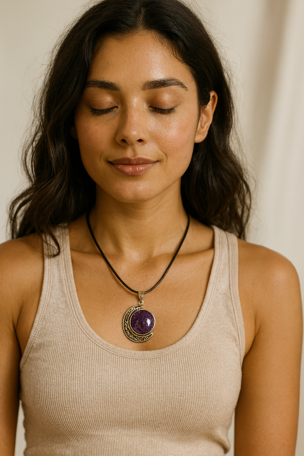 FLO's Dream Amethyst Crescent Pendant