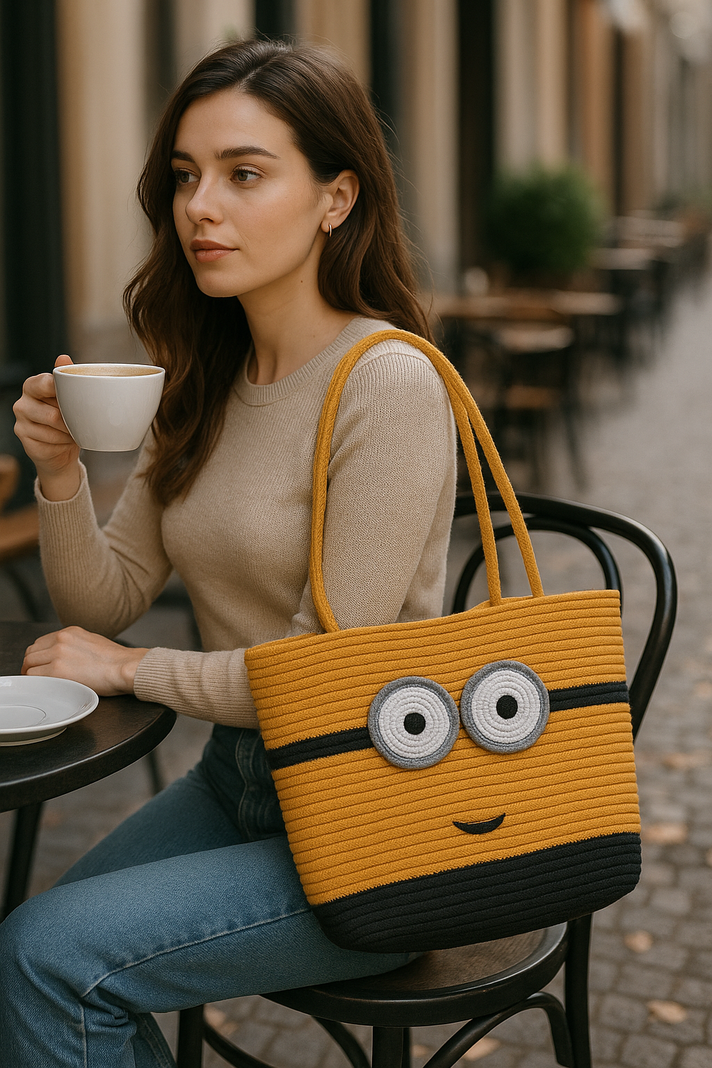 FLO's Playful Minion-Inspired Crochet Tote