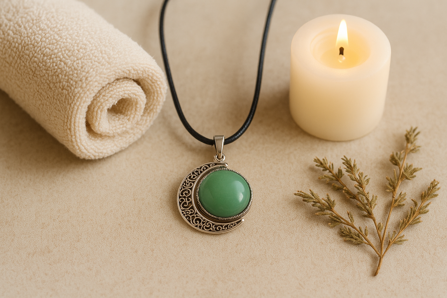 FLO's Green Aventurine Crescent Pendant
