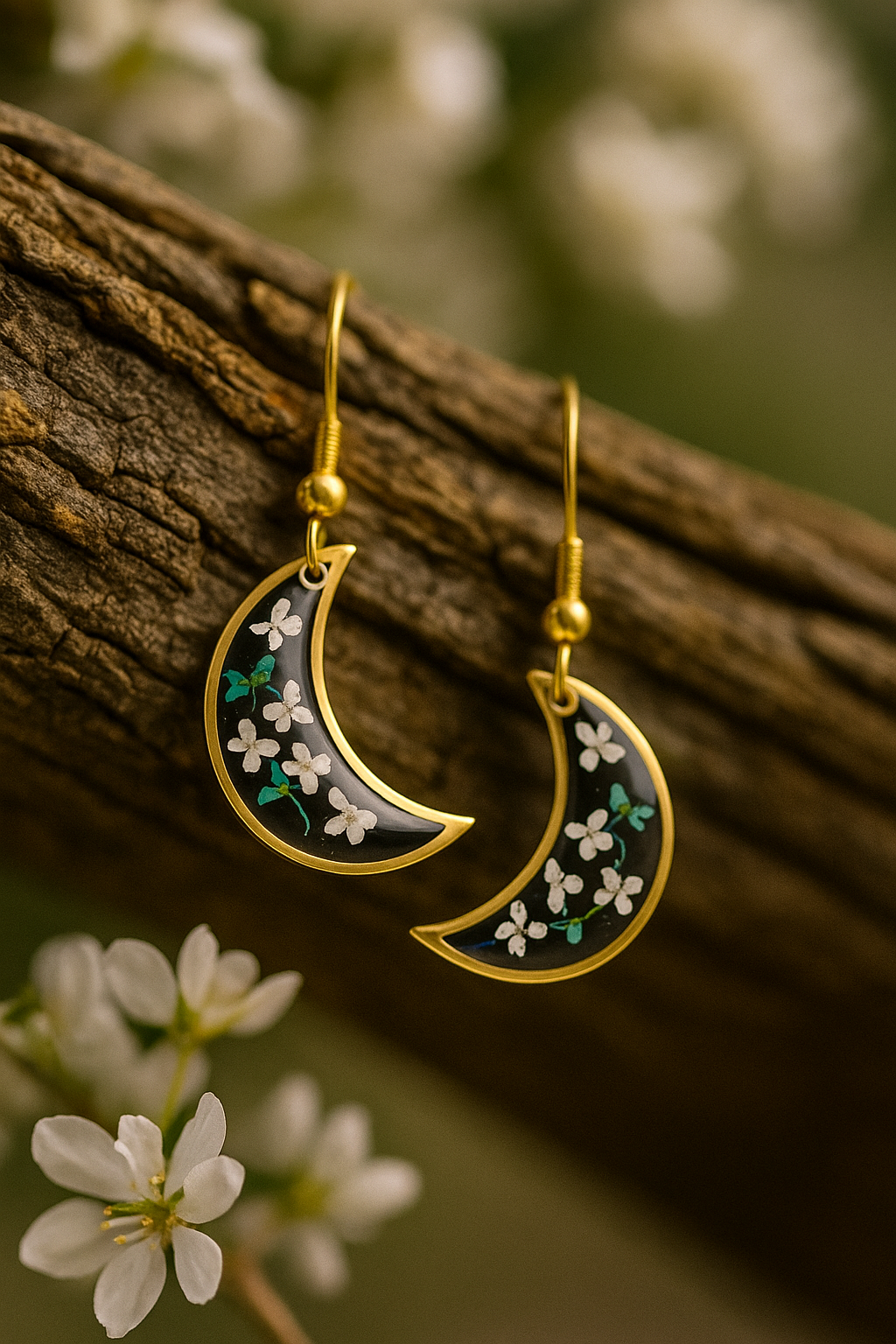 FLO's Celestial Bloom Crescent Earrings