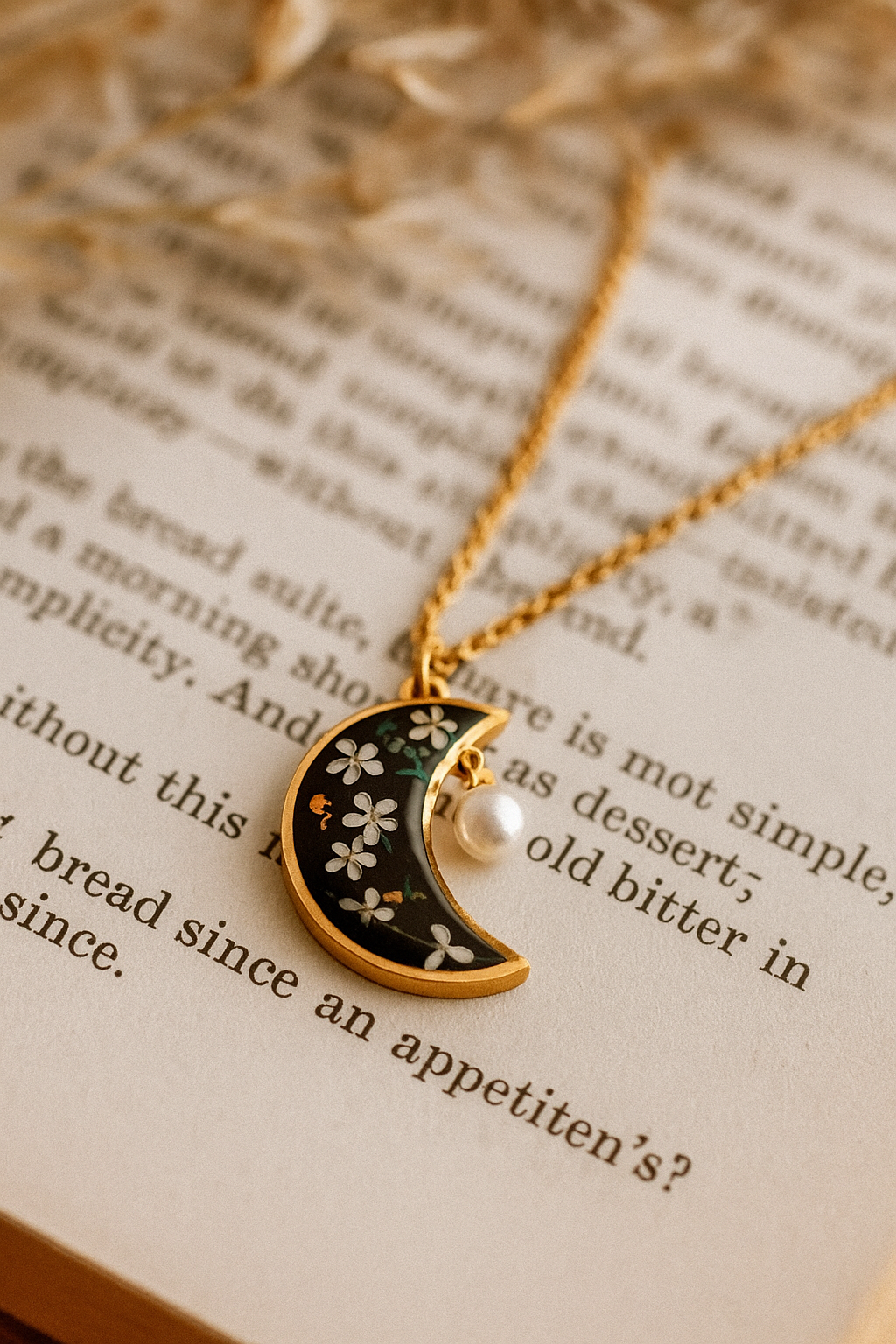 FLO's Midnight Bloom Crescent Pendant