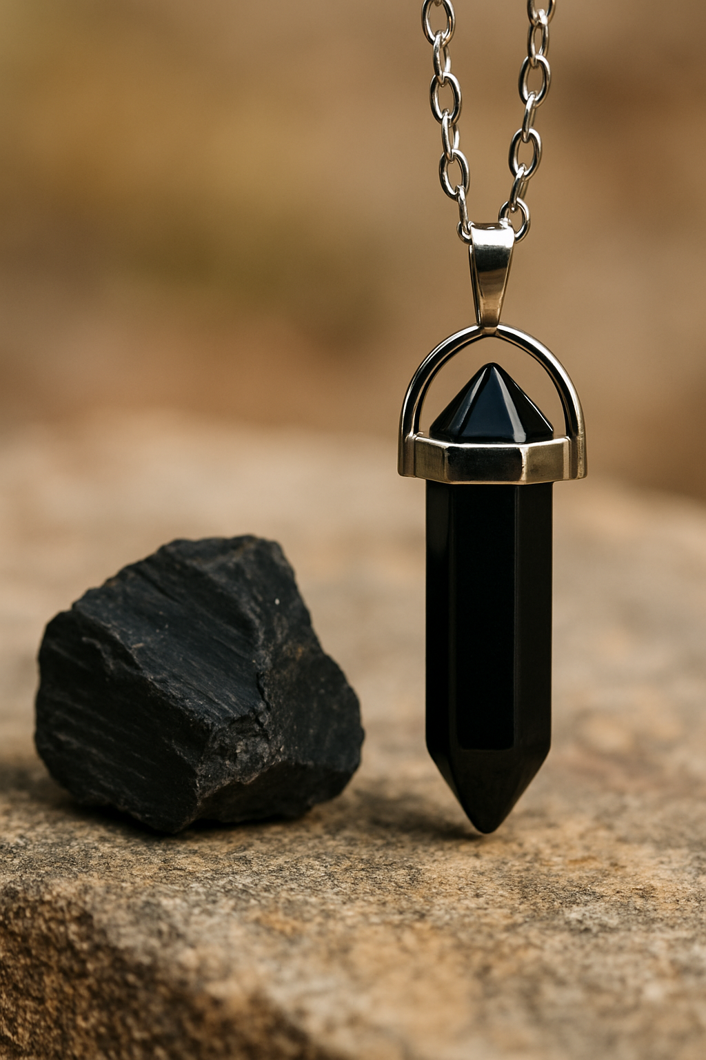 FLO's Black Tourmaline “Guardian Core” Hexa-Point Pendant