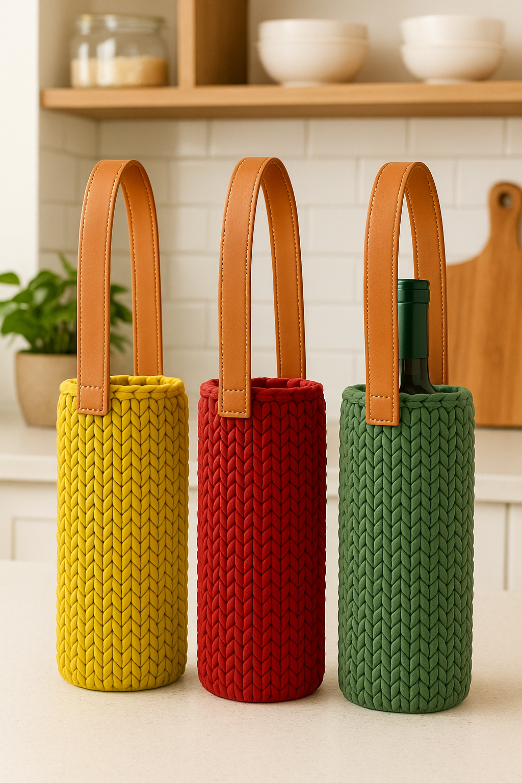 Vibrant Crochet Wine Tote