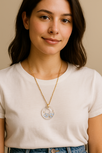FLO's Celestial Halo Forget-Me-Not Pendant