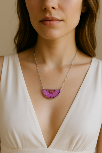 FLO's  Blushing Daisy Resin Pendant