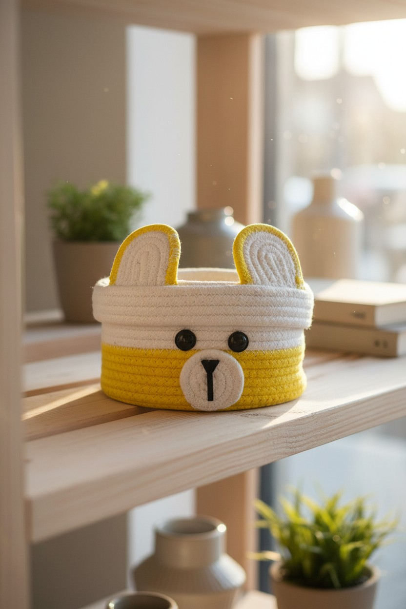 Bunny Face Crochet Storage Basket
