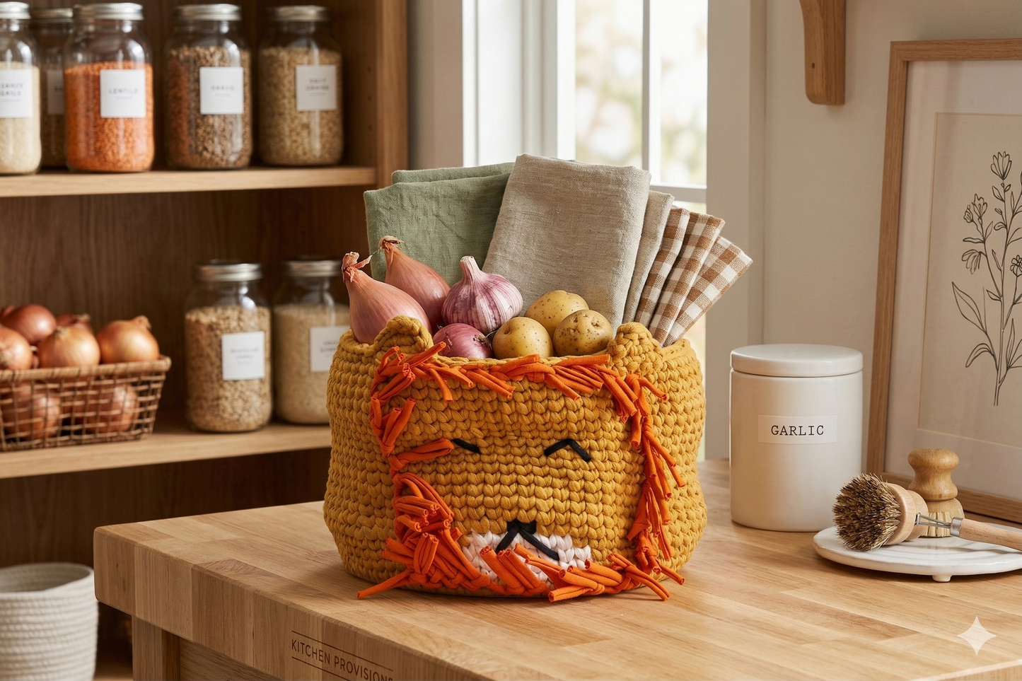 Lion Crochet Storage Basket