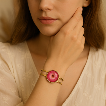 FLO's Red Rose Flower Bracelet 18k Gold Plated