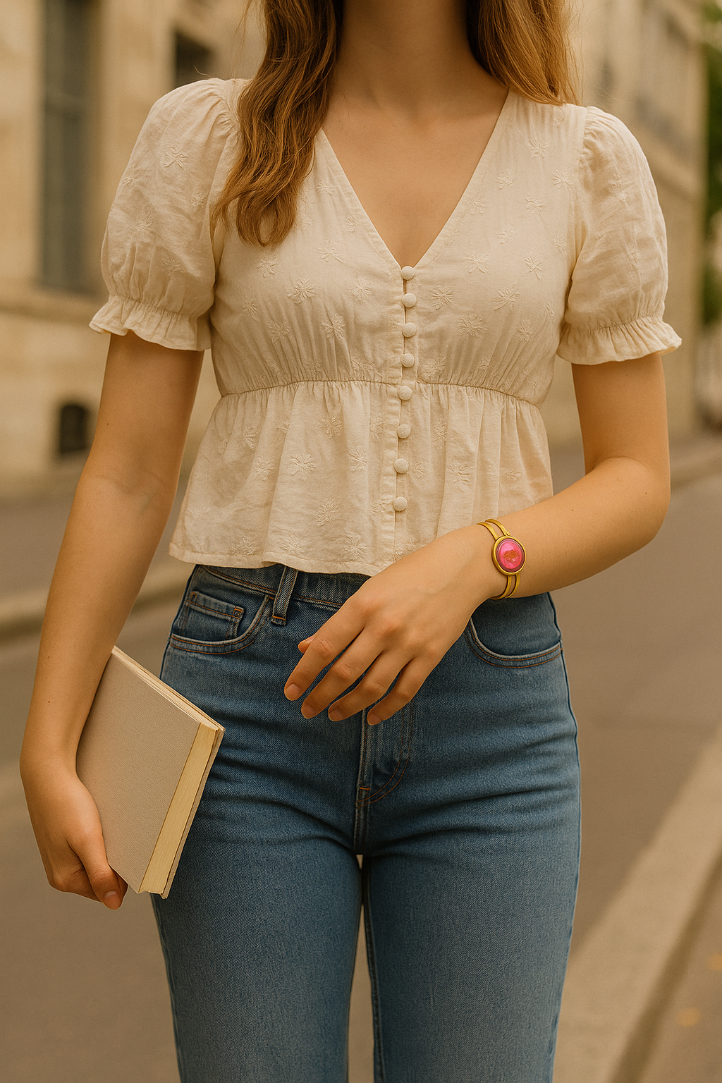 FLO's Red Rose Flower Bracelet 18k Gold Plated