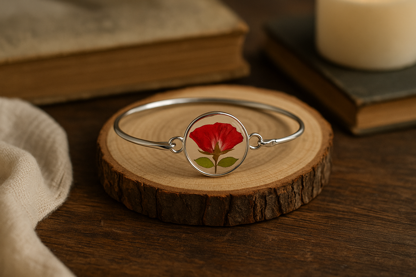 FLO's Graceful Rose Bangle Bracelet