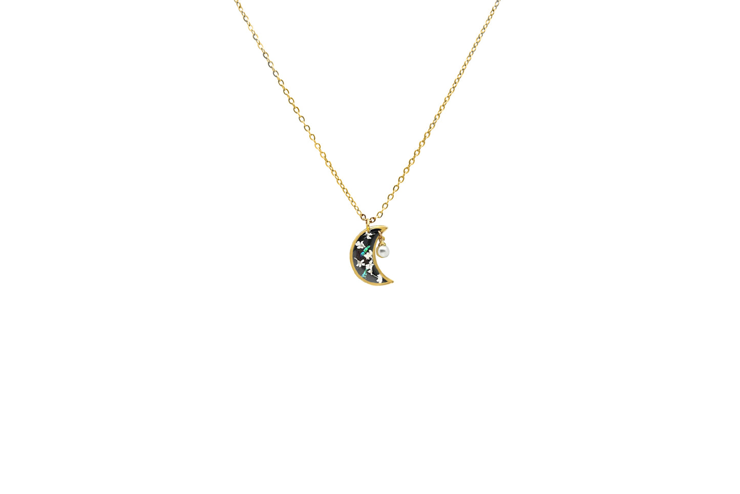 FLO's Midnight Bloom Crescent Pendant