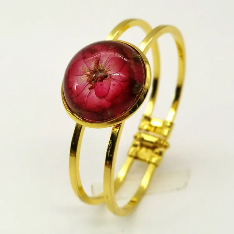 FLO's Red Rose Flower Bracelet 18k Gold Plated